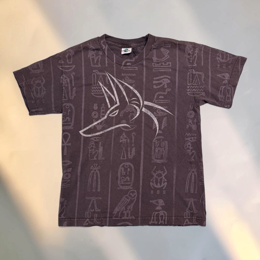 Universal Studios Egyptian Anubis Hieroglyph Tee Brown Kids M Rare Aesthetic